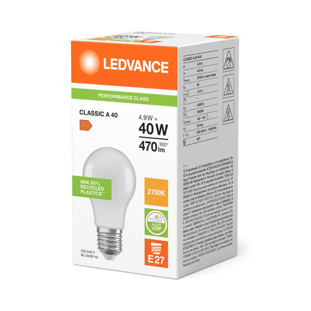 LED Lampen A60 E27 4.9W = 40W 470lm 2700K Warmweiß LEDVANCE