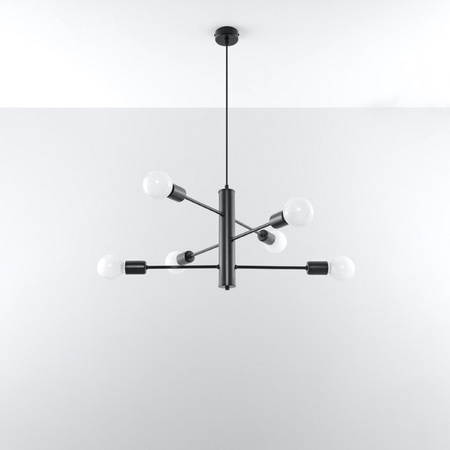 DUOMO 6 hängende Deckenleuchte 6xE27 Kronleuchter Loft schwarz SOLLUX