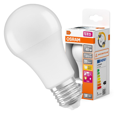 LED-Lampe E27 A60 6W = 40W 470lm 2700K Warm 240° OSRAM Star Dusk Sensor