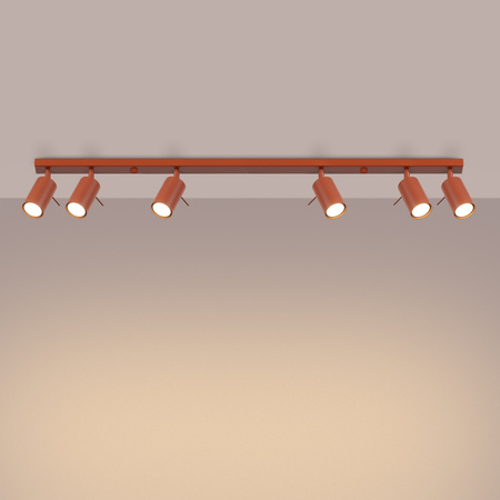 Tuba Spot Reflektor Deckenleuchte 6x GU10 Ocker Rot Ring Bittersüß Schimmer SL.1511 Sollux