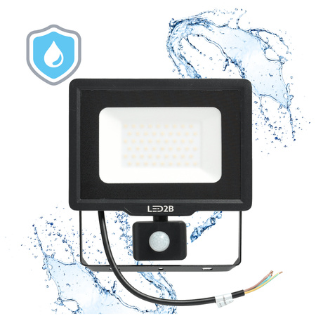 LED-Flutlicht 50W 4000lm 4000K IP44 Schwarz mit Bewegungssensor LED2B KOBI MHC