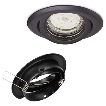 Halogen-Einbauleuchte GU10 MR16 OH15 rund beweglich mattschwarz Kobi