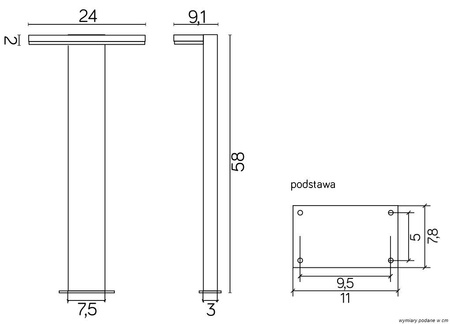 Außenstehende Gartenleuchte LED POST Fler 17602-580 DG 10W 720lm 4000K Neutral 58cm Su-Ma