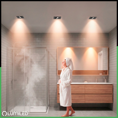 Einbaustrahler GU10, MR16 Einbauspot HALOGEN Quadrat beweglich Schwarz VENTUS LUMILED