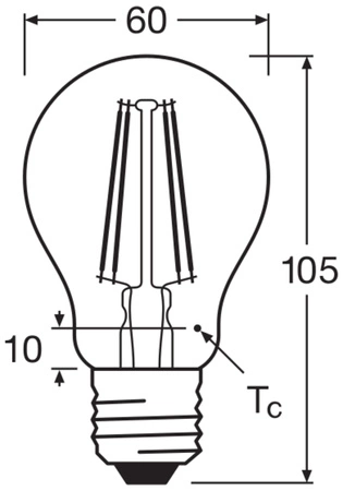 LED-Lampe E27 A60 7W = 60W 806lm 2700K Warm 300° Glühfaden BASE Osram