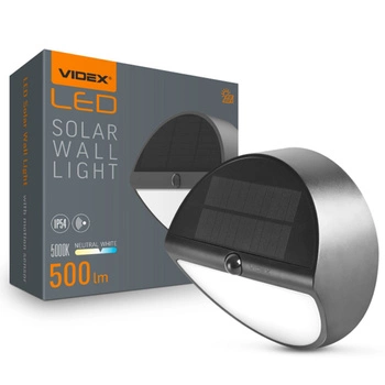 Flutlicht Solarlampe mit Sensor 500lm 5000K Neutral 120° 3.2V IP54 IK07 Anbaumontage Schwarz VIDEX