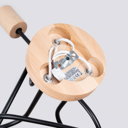 Deckenleuchte Kronleuchter Spider Pendelleuchte 3x E27 Naturholz Schwarz Glut Pfirsich Puff SL.1477 Sollux