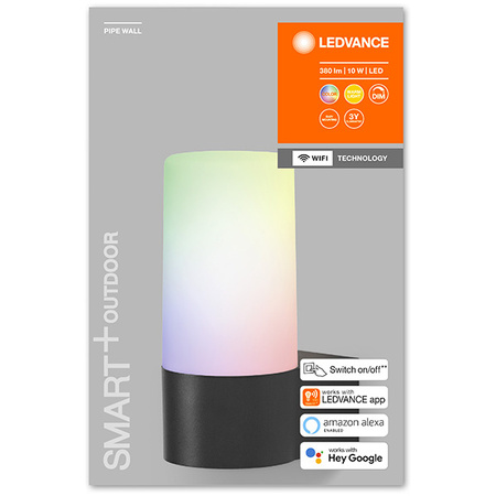 LED Fassadenwandleuchte INTELLIGENT 10W 380lm warme Lichtfarbe + RGB SMART + WiFi PIPE WALL LEDVANCE