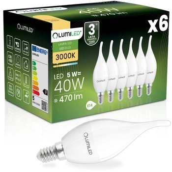 6x LED-Lampe E14 Kerze BA35 5W = 40W 470lm 3000K warmweiß 180° LUMILED