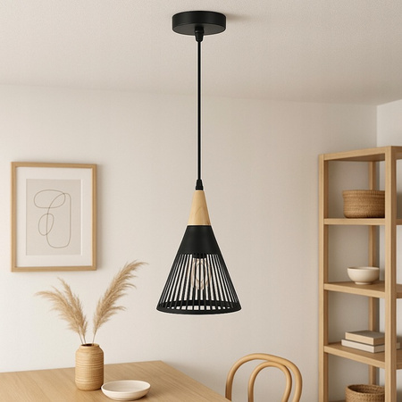 Masterled E27 Schwarz-Braun Hira Pendelleuchte für die Decke