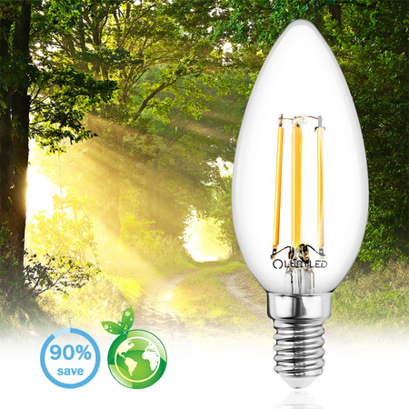 6x LED Lampen E14, Kerzenform Lampe B35 7W = 60W 806lm 360° 3000K warm Glühfaden LUMILED
