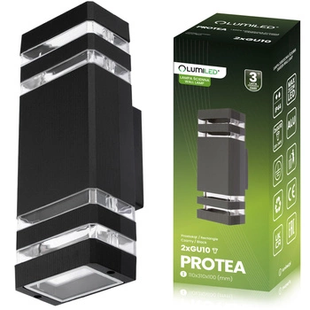 Wandleuchte Außen GU10, Garten-Wandleuchte nach oben und unten Schwarz PROTEA LUMILED