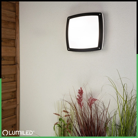 Wandleuchte Außen 2x E27, Deckenleuchte quadratisch LARIS LUMILED