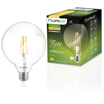 Dekorative kugelförmige LED Lampen E27 G95 8W = 75W 880lm 3000K Warm 360° Filament LUMILED Globus