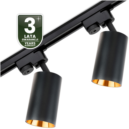 1m Stromschiene + 2x Schienenstrahler GU10 Schwarz-Gold SAGI LUMILED