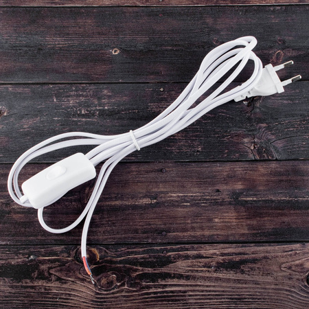 Anschlusskabel mit Wippschalter Netzkabel 2.5m 2x0.5 Weiß LUMILED