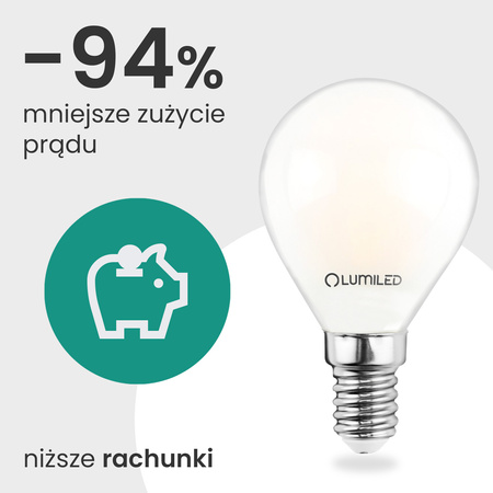 6x LED-Lampe E14 Kugel P45 2,2W 470lm = 40W 2700K warmweiß 360° Filament Energieklasse A LUMILED