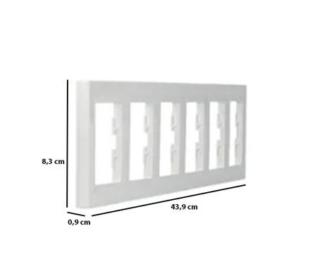 6-fach horizontaler Rahmen für 6-fach weiße Asphora-Steckdose