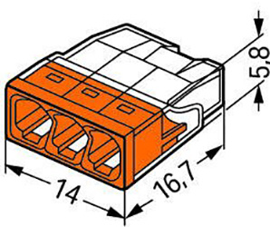 100x WAGO 2273-203 Quick Connect Installationsverbinder für DRAHT 3x0,5-2,5mm