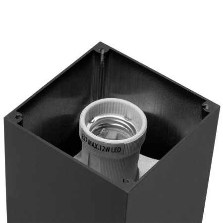 Gartenlampe für den Außenbereich E27 Schwarzer Pfosten quadratisch 50 cm