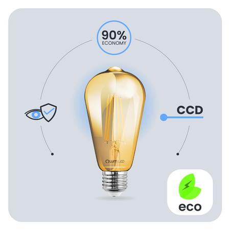 3x LED Birne E27 Edison ST64 4W = 35W 440lm 2000K Warm 360° FILAMENT LUMILED
