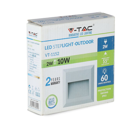 LED-Treppenleuchte 2 W 3000 K quadratisch weiß Stufenleuchte VT-1152 V-TAC