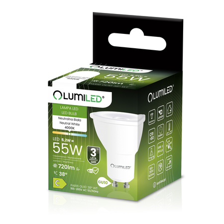 LED-Lampe GU10 Reflektor PAR16 5.2W = 55W 720LM 4000K neutralweiß 38° LUMILED