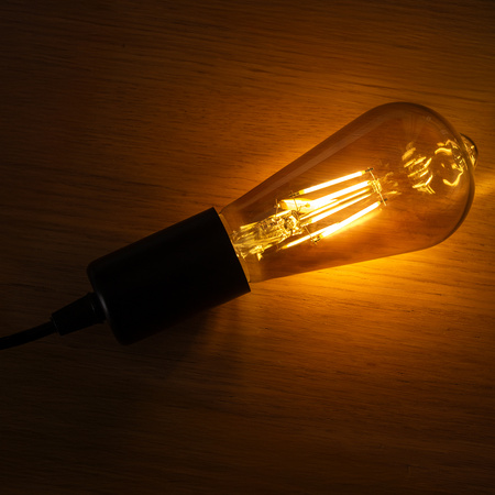 6x LED Lampen E27, Glühbirne ST64 6W = 50W 420lm 360° 2200K warm Glühfaden Edison Smokey LUMILED