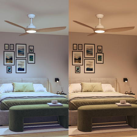 Deckenventilator 32W LED-Deckenleuchte 24W 2650lm 3000/4300/6500K CCT Braun Weiß + Pilot Olas Philips