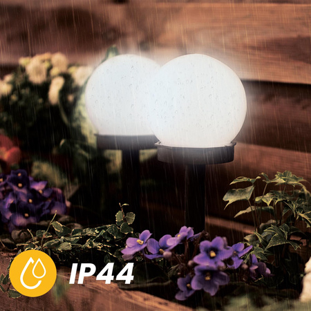 Solar-LED-Lampe, Solar Gartenleuchte 10cm Kugelleuchte Weiße ATRIS LUMILED