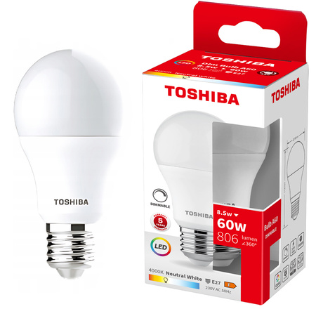 LED-Lampe E27 A60 8.5W = 60W 806lm 4000K Neutral Dimmbar TOSHIBA