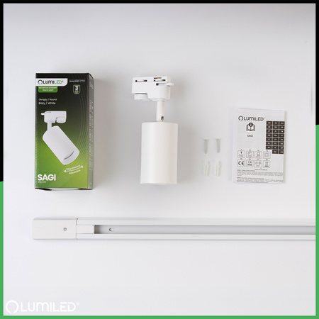 1m Stromschiene + 2x Schienenstrahler GU10 Weiß SAGI LUMILED