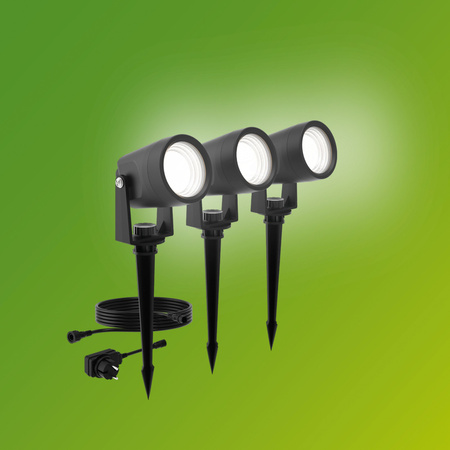 3x LED Reflektor Gartenlampe 1.5W 180lm 2700K Schwarz Reuel Ultra Effizient Philips