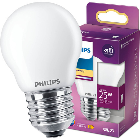 E27 P45 LED Lampen 2,2 W = 25 W, 250 lm, 2700 K, warmes Filament PHILIPS