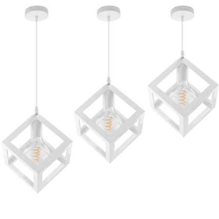 Pendelleuchte mit 1x E27-Sockeln, Hängelampe Geometrisch Quadrat Weiß TALUS LUMILED