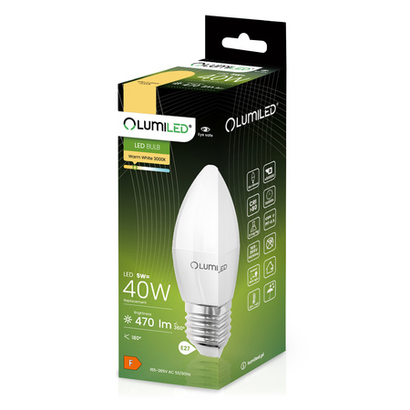 6x LED Lampen E27, B35 Glühbirne 5W = 40W 470lm 180° 3000K warm LUMILED