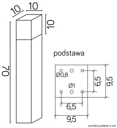 Außenstehende Gartenleuchte Cube Max CB-MAX 700 BL E27 70cm Su-Ma