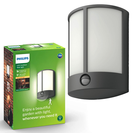 Gartenleuchte LED Wandleuchte STOCK IR myGarden 6W 2700K IP44 mit Bewegungs- und Dämmerungssensor Anthrazit PHILIPS