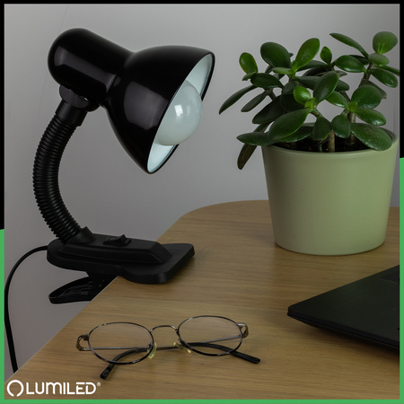 Verstellbare Tischleuchte LIRIA School Night Light E27 Clip Schwarz LUMILED