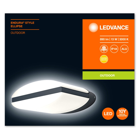 Außenfassaden-Wandleuchte Grau 12,5W 3000K Warm IP44 ENDURA STYLE Ellipse LEDVANCE