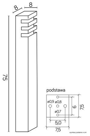 Außenstehende Gartenleuchte POST RADO 1 BL E27 75cm Su-Ma
