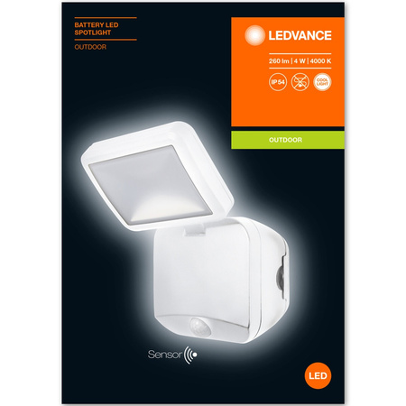 LED-Flutlicht 4W 260lm 4000K IP54 Weiß mit Bewegungsmelder LEDVANCE SPOTLIGHT Batteriebetrieben