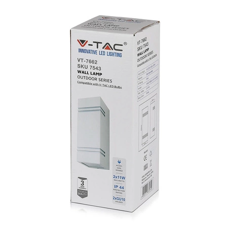 Gartenlampe Wandleuchte GU10 IP44 oben/unten quadratisch weiß VT-7662 V-TAC