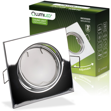 Halogen-Einbauleuchte Bewegliches Quadrat PICTOR Chromblech MR16 GU10 LUMILED