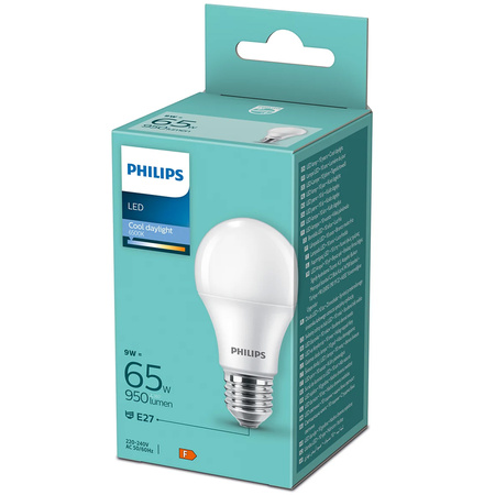 LED Lampen E27 A60 9W = 65W 950lm 6500K Kalte Milch PHILIPS