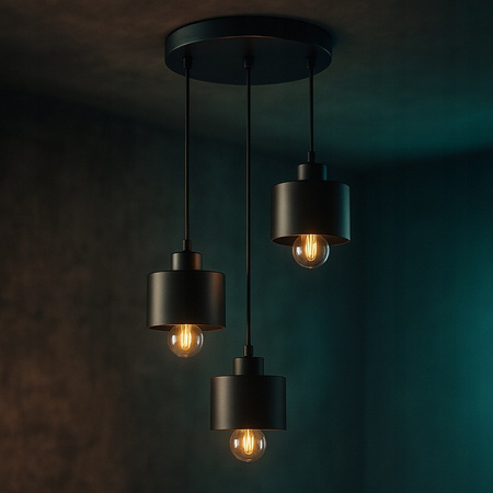 Deckenlampe Pendelleuchte 3x E27 Rund Schwarz Kupfer Elza Masterled