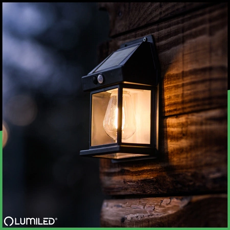 Solar-Wandleuchte, Garten-Wandleuchte IP44 3000K mit Bewegungs- und Dämmerungssensor DONA LUMILED