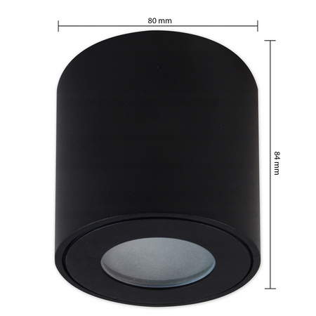 Aufbaustrahler Tuba GU10 Rund Schwarz 84mm IP54 Modern