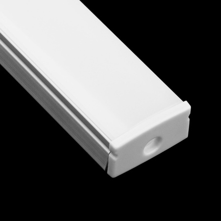 Aluminium LED-Profil KM36 mit Milchglasabdeckung und Endkappen, 2m Silber LUMILED