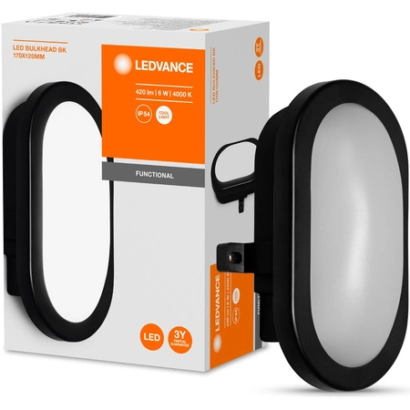 LED-Wandleuchte 5,5W 4000K IP54 Hermetisch Outdoor Schwarz BULKHEAD LEDVANCE